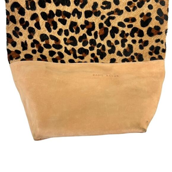 BASIL RACUK Women's Leather With Fur & Leopard Print Patch Sack Shoulder Bag - Picture 2 of 7